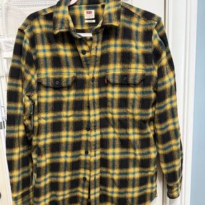 Levi's Men's Plaid Shirt in Yellow and Black
